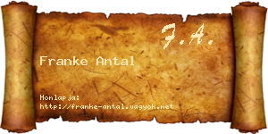 Franke Antal névjegykártya